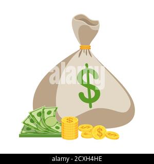Geldbeutel Haufen Geld Stock Vektor