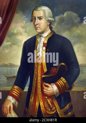 Juan Francisco de la Bodega y Quadra 1743 – 1794 spanischer Marineoffizier, geboren in Lima, Peru. Der spanische Marinestützpunkt der Pazifikküste in San Blas wurde von Luis Fernandez Gordillo Spanien, Stockfoto