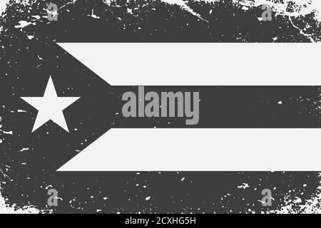 Grunge Stil schwarz und weiß Flagge Kuba. Alter Vintage Hintergrund Stock Vektor