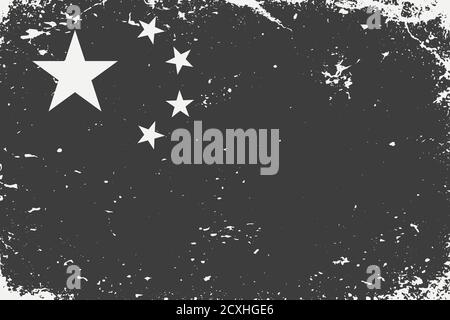 Grunge Stil schwarz und weiß Flagge China. Alter Vintage Hintergrund Stock Vektor