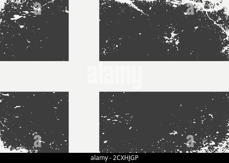 Grunge Stil schwarz und weiß Flagge Schweden. Alte Vintage-Kulisse Stock Vektor