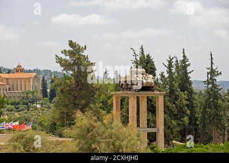 Yad La-Shiryon (Gedenkstätte und Museum des Panzerkorps in Latrun) ist Israels offizielle Gedenkstätte für gefallene Soldaten des Panzerkorps, A Stockfoto