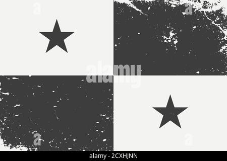 Grunge Stil schwarz und weiß Flagge Panama. Alte Vintage-Kulisse Stock Vektor
