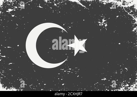 Grunge Stil schwarz und weiß Flagge Türkei. Alte Vintage-Kulisse Stock Vektor