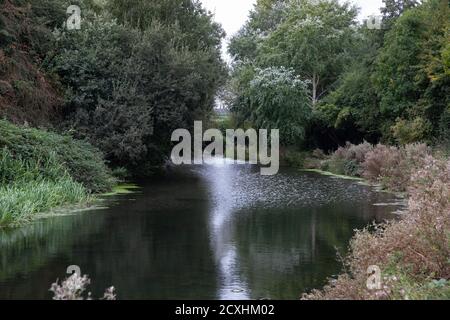 Chesterfield Canal an einem trüben und bewölkten Septembertag Stockfoto