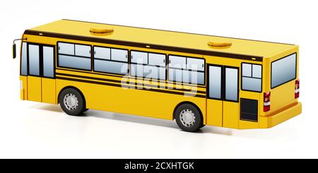 Generischer Stadtbus isoliert auf weißem Hintergrund. 3D-Illustration. Stockfoto