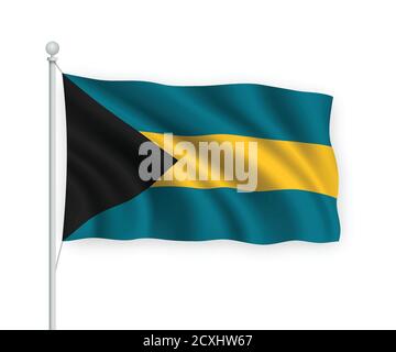 3d winkende Flagge Bahamas isoliert auf weißem Hintergrund. Stock Vektor