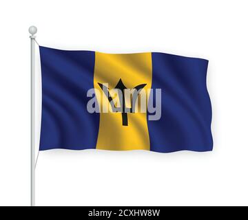 3d winkende Flagge Barbados isoliert auf weißem Hintergrund. Stock Vektor