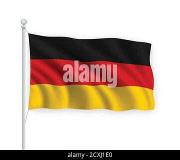 3d winkende Flagge Deutschland isoliert auf weißem Hintergrund. Stock Vektor