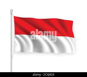 3d winkende Flagge Indonesien isoliert auf weißem Hintergrund. Stock Vektor