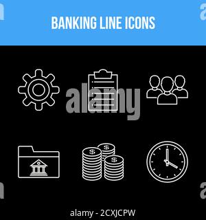6 schöne Banking Line Vektor-Icon-Set Stock Vektor