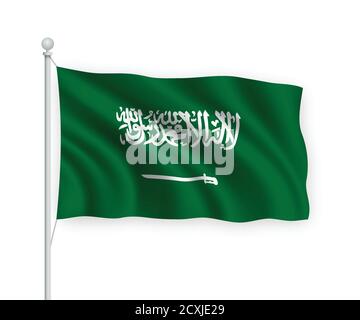 3d winkende Flagge Saudi-Arabien isoliert auf weißem Hintergrund. Stock Vektor