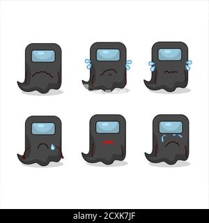 Ghost Among US schwarze Zeichentrickfigur mit trauriger Ausdruck Stock Vektor