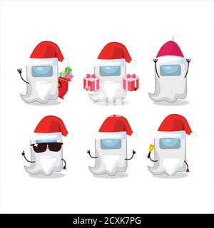 Weihnachtsmann Emoticons mit Geist unter uns weißen Zeichentrickfigur Stock Vektor