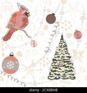 Nahtlose Winter Muster mit Weihnachtsschmuck. Vector Illustration. Stock Vektor