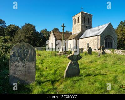 Kirche St. Martin im normannischen Stil Klasse II* aufgeführt Gebäude in Allerton Mauleverer in der Nähe von Knaresborough North Yorkshire England Stockfoto