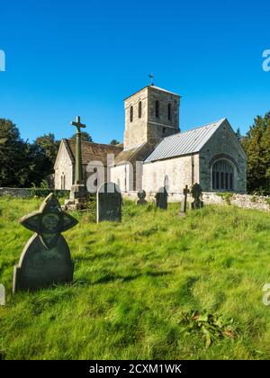 Kirche St. Martin im normannischen Stil Klasse II* aufgeführt Gebäude in Allerton Mauleverer in der Nähe von Knaresborough North Yorkshire England Stockfoto