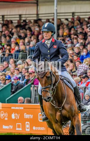 Piggy Französisch gewinnt die Badminton-Pferd-Trials von 2019 Badminton Gloucester England UK Badminton Horse Trials 2019 Gewinner Piggy Französisch Gewinnt den Titel Stockfoto