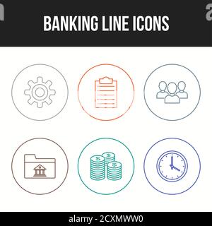 6 schöne Banking Line Vektor-Icon-Set Stock Vektor