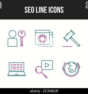 6 Seo-Symbole für den gewerblichen und privaten Gebrauch Stock Vektor