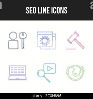 6 Seo-Symbole für den gewerblichen und privaten Gebrauch Stock Vektor