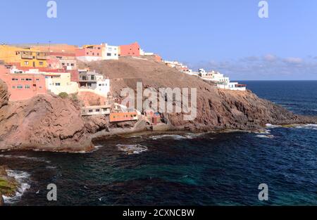 Erodierte Nordwestküste von Gran Canaria, Kanarische Inseln, in Galdar Gemeinde Stockfoto