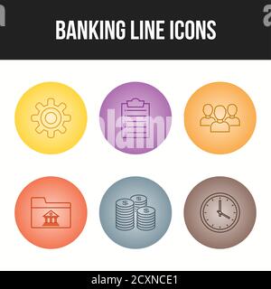 6 schöne Banking Line Vektor-Icon-Set Stock Vektor