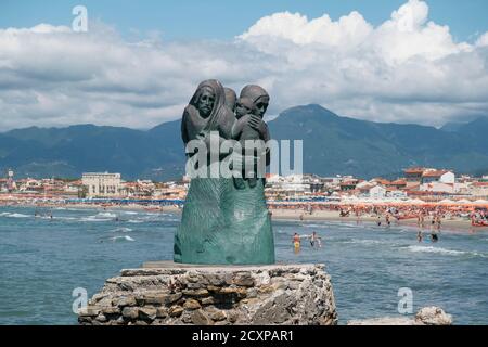 viareggio Blick auf die Statue auf dem Pier. Hochwertige Fotos Stockfoto