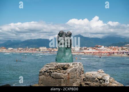 viareggio Blick auf die Statue auf dem Pier. Hochwertige Fotos Stockfoto