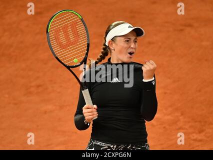Paris, Frankreich. Oktober 2020. Roland Garros Paris French Open 2020 Tag 5 011020 Jelena Ostapenko (LAT) gewinnt das zweite Runde Spiel Credit: Roger Parker/Alamy Live News Stockfoto