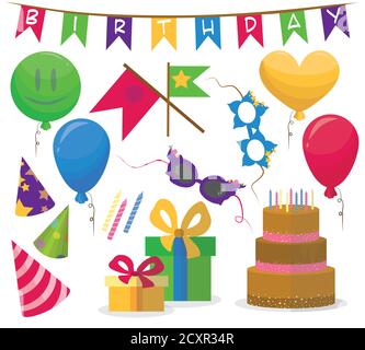 Satz von Vektor-Geburtstagsparty-Elemente. Eps 10 Stock Vektor
