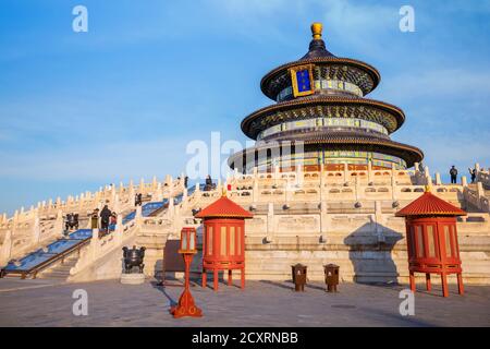 Peking, China - Jan 10 2020: Der Himmelstempel ist ein kaiserlicher Komplex religiöser Gebäude Stockfoto