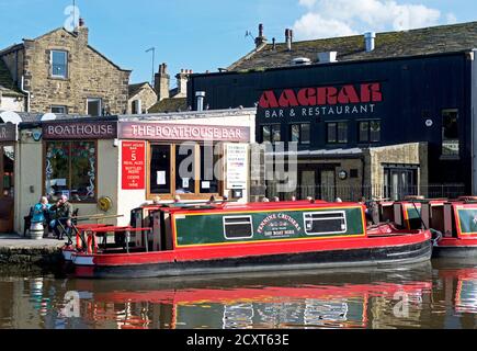 Das Kanalbecken am Leeds-Liverpool Kanal bei Skipton, North Yorkshire, England Stockfoto