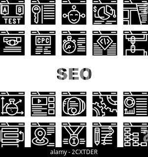 Seo Search Engine Optimization Icons Set Vector Stock Vektor