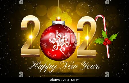 Neujahr 2021 Vektor-Hintergrund mit Golden Text - 2021 Frohes neues Jahr Vektor-Illustration mit goldenen Zahlen – 2021 Vektorgrafik Neujahr Stock Vektor