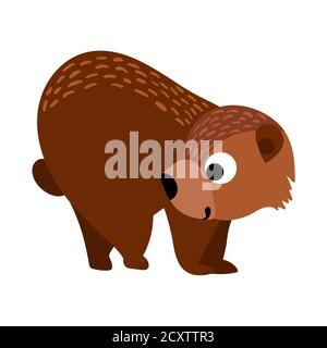 Nette Cartoon Bär in einfachen naiven Stil. Schönes Waldtier isoliert auf weißem Hintergrund. Vektorgrafik. Stock Vektor