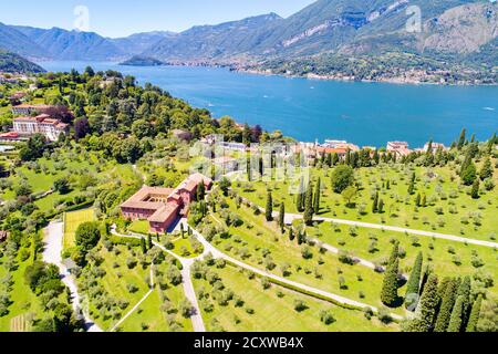 Comer See (IT) - Luftaufnahme von Pescallo Stockfoto