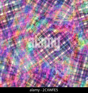 Blurry Regenbogen Glitch künstlerische Collage Textur Hintergrund. Unregelmäßige Blutung Aquarell Krawatte Farbstoff nahtlose Muster. Ombre verzerrte Boho Batik überall Stockfoto