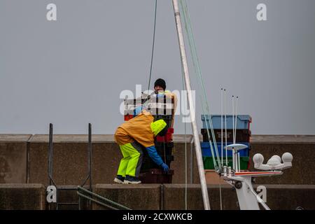 Der heutige Fang vom Boot bis zur Wand. Stockfoto