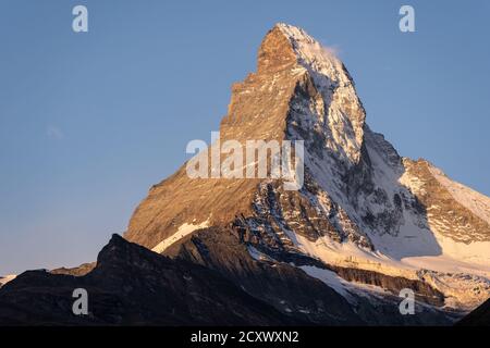 Morgenlicht des Matterhorns, oder Cervin, Berg von Zermatt in den alpen im Wallis, Schweiz Stockfoto