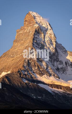 Morgenlicht des Matterhorns, oder Cervin, Berg von Zermatt in den alpen im Wallis, Schweiz Stockfoto