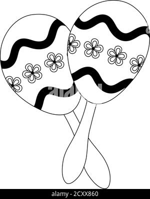 Maracas Musik Instrument isoliert Design Symbol Vektor Illustration Linie Stil Stock Vektor