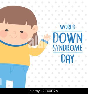 Welt Down-Syndrom Tag nettes Mädchen Cartoon, gepunktete Hintergrund Vektor Illustration Stock Vektor