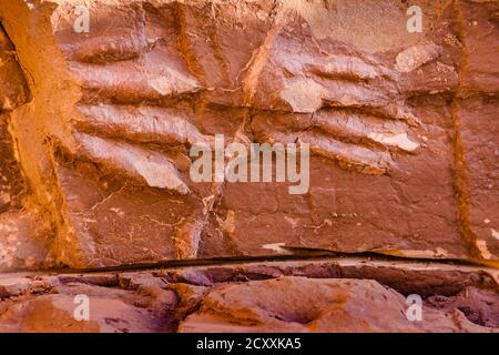 Prähistorische Fußabdrücke im Lagunenreservat brava, Provinz la rioja, argentinien Stockfoto