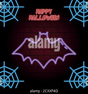 Happy halloween Neon Licht der Fledermaus Vektor Illustration Design Stock Vektor