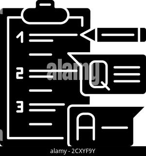 Kurzantwort Test schwarzes Glyphensymbol Stock Vektor