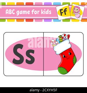 ABC-Flash-Karten. Alphabet für Kinder. Lernbriefe. Arbeitsblatt zum Bildungswesen. Aktivitätsseite für die Studie Englisch. Farbe Spiel für Kinder. Isolierter Vektor i Stock Vektor
