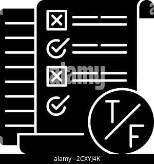 True FALSE Test schwarzes Glyphensymbol Stock Vektor