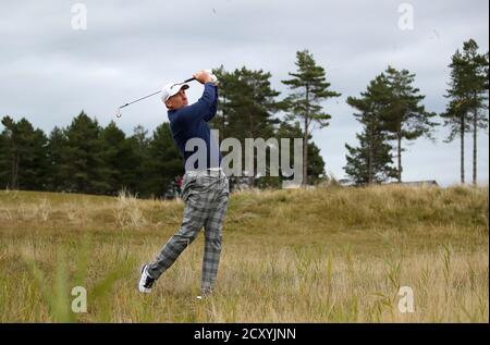 Englands Ian Poulter mit seinem dritten Schuss am 16. Während der ersten Runde der Aberdeen Standard Investments Scottish Open im Renaissance Club, North Berwick. Stockfoto