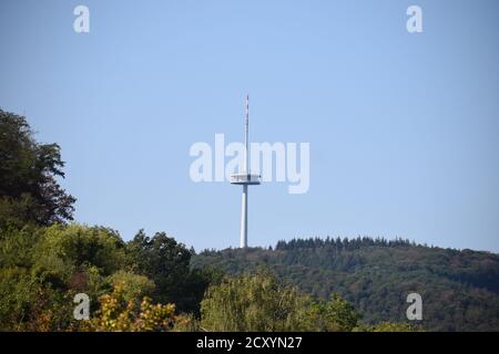 Dünner Sendeturm Koblenz Stockfoto